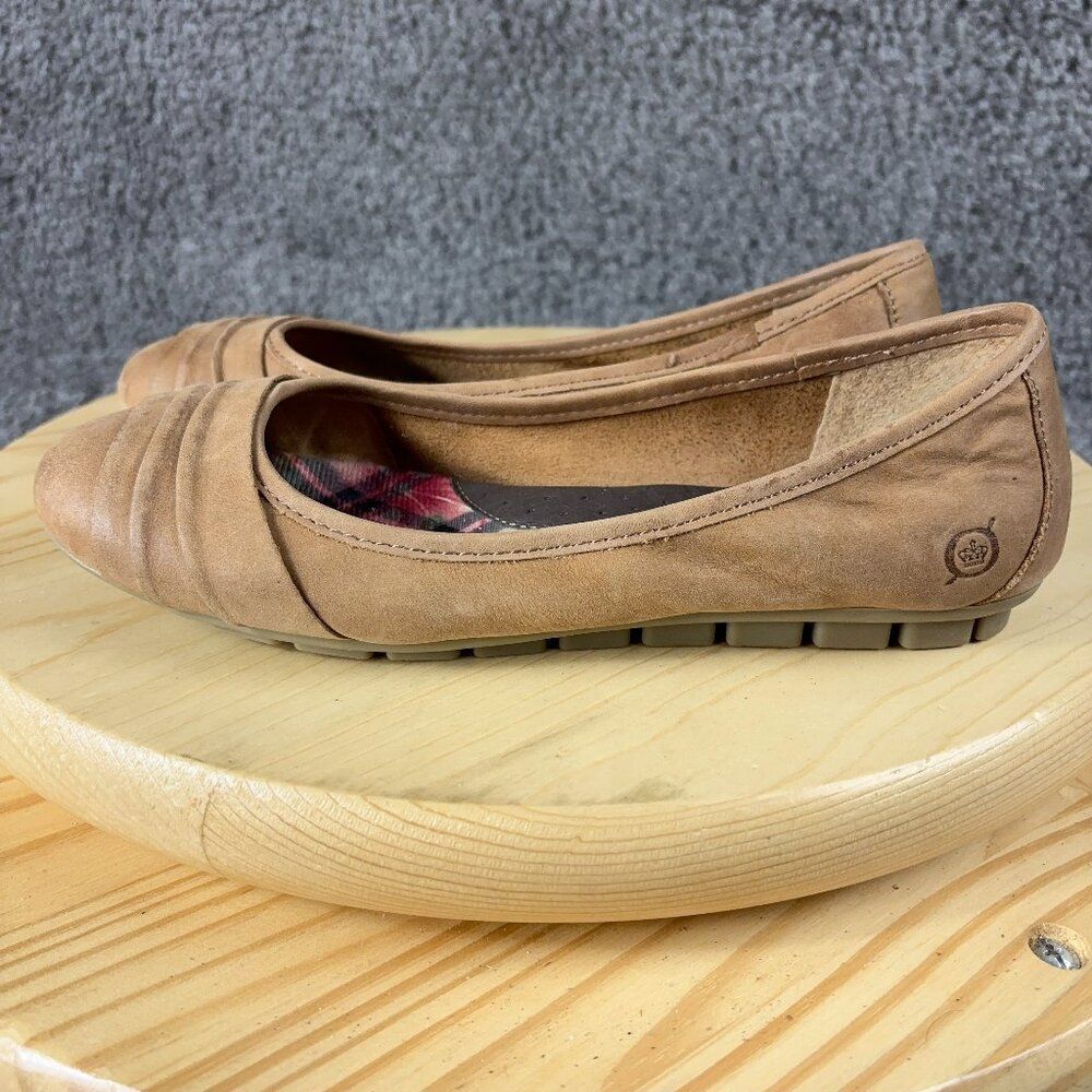 Born Ballet Flats Womens Size 7 Leather Brown Slip On Casual Comfort Shoes